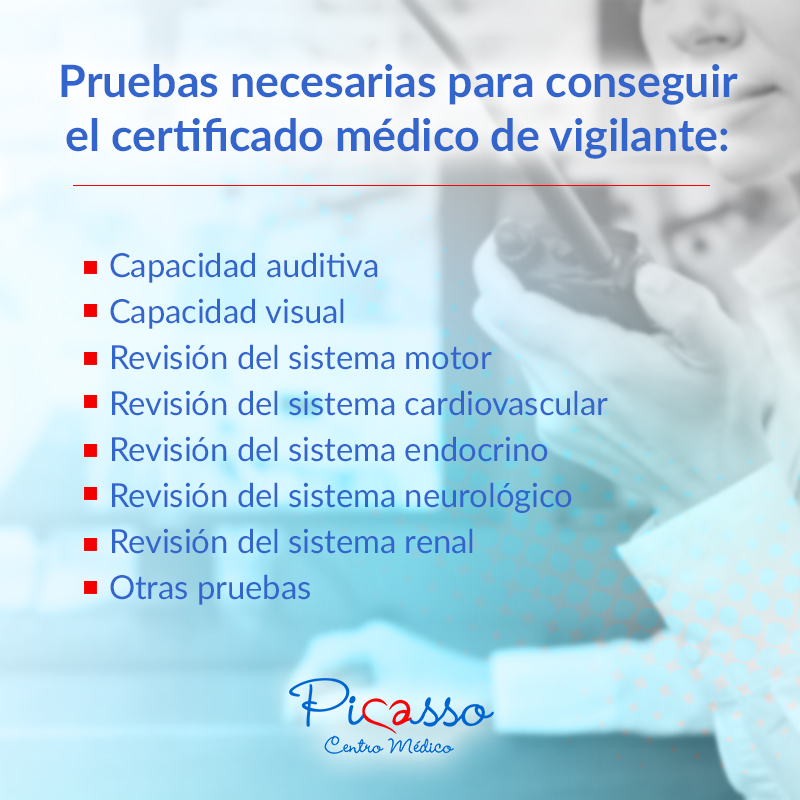 Pruebas necesarias para conseguir el certificado médico de vigilante